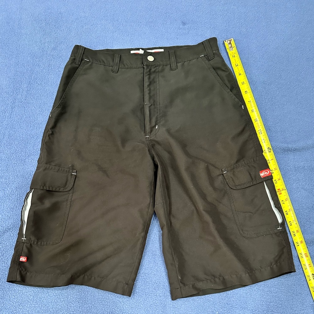 Boys Quiksilver cargo shorts size 29, black soft polyester material, xlnt cond